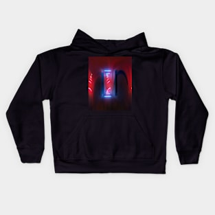 Digital collage and special processing. Sci-fi and mystic. Corridor. Red lights. Kids Hoodie